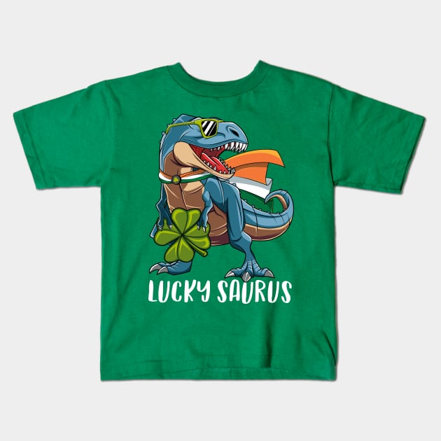 Lucky Saurus Dinosaur T-Rex St Patrick's Day Gift For Boys Kids Kids T-Shirt by HCMGift